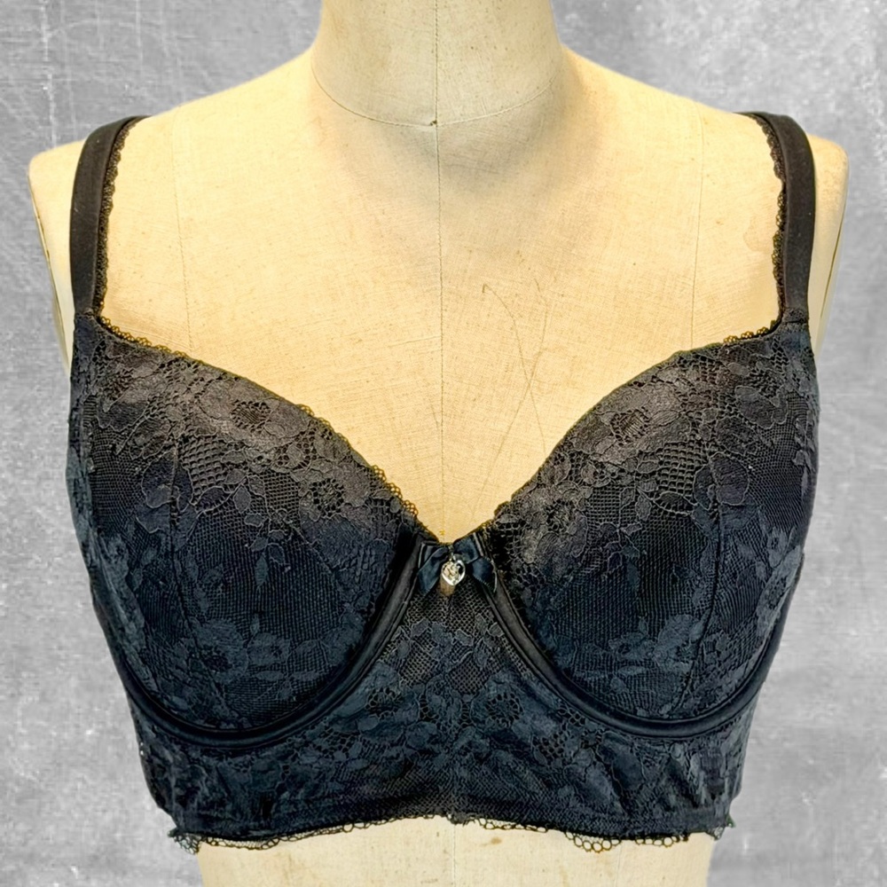 Victorias Secret lined demi bra 36D black lace convertible strap cross back NEW‎